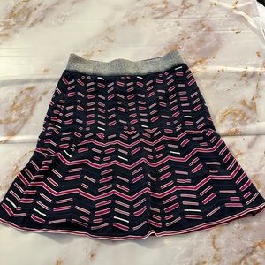 Missoni Knit Mini Skirt Navy w Pink & Silver - Size 38 (XS)